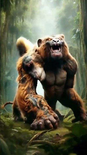Unstoppable Beast! AI Creates Lion Gorilla Hybrid #aihybrid