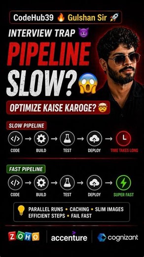 CI/CD Optimization Explained 😱 Best DevOps Answer 🔥 #shorts #cicd #interview #sre ‪@CodeHub39‬