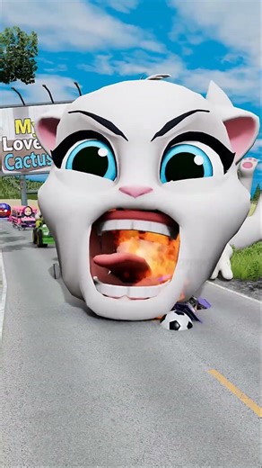 Happy & Weird Cars vs Scary Mama Cat in BeamNG.drive