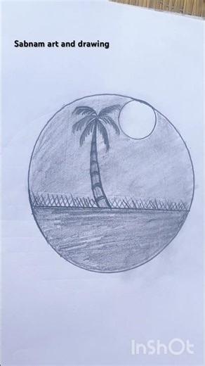 Scencry #easy#tree#moon#drawing #viral #shorts 🌴🌝