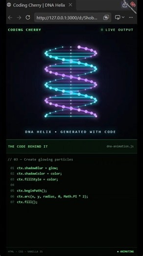 I Created a Glowing 3D DNA Helix Using JavaScript 🧬🤯 #Shorts