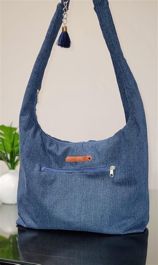 Denim Hobo Bag/denim Bag/denim Purse/denim Shoulder Bag/jeans Purse/denim Tote With Zipper/shoulder Bag/denim Cross Bag/large Tote/jeans Bag - Etsy