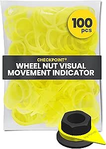 Checkpoint Wheel Nut Indicator 21 mm Yellow – Visual Indicator for Fleets, Industrial Trucks, Agricultural Vehicles, and Goods Transporters – Lug Nut Arrows Yellow 21 mm (Bag of 100 Pcs)