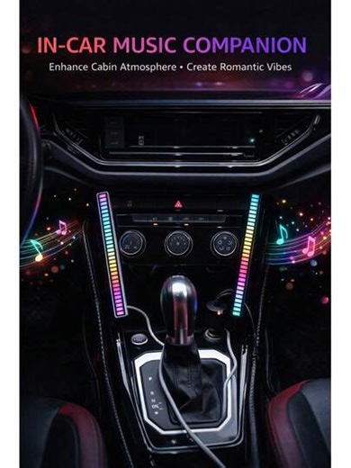 2pcs/Set Car Music Rhythm LED Light Strips, Voice-Activated Ambient Lights, RGB Dynamic Music Companion, Interior Decor, Suitable For Women, Creative Car Accessories Gift For Girlfriend, Friend, Birthday, Mother's Day And Wedding Season | SHEIN