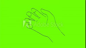 2D Animation motion graphics showing a drawing of an open hand clenching into clenched fist on white screen, green screen and black background in 4k ultra-high-definition.