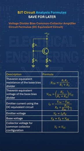 BJT Common Collector Amplifier DC Equivalent Circuit Formulas