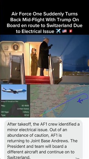 Air Force One Turns Back Mid-Flight With Trump On Board to Switzerland Due to Electrical Issue