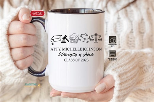 Personalized Lawyer Graduation Mug Law School Grad Gift Class of 2026 New Attorney Customizable Mug Congratulations Present DC-26-078 - Etsy