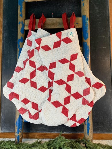 Christmas Stocking/red White Stocking/quilt Stocking - Etsy