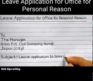 Leave Application for office for Personal Reason Follow me on instragram👇 Instragram- https://www.instagram.com/ruasignwriting23 Visit My Youtube Channel👉https://youtube.com/c/RUASignwriting #Ruasignwriting | R.U.A Sign Writing