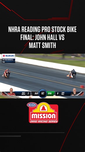 John Hall does it again! In an all-MSR final, he defeats teammate Matt Smith with a 6.802-second pass at 199.70 mph to claim the Pro Stock Motorcycle title at the 40th NHRA Reading Nationals. #NHRA #FloDragRacing Video Courtesy NHRA Communications | FloDragRacing