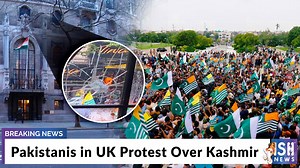 6.8K views · 47 shares | More than 10,000 British Pakistanis from all over the UK, gathered at the Indian High Commission and carried out a violent protest. Protesters threw shoes, stones, eggs at the high commission building and smashed the windows. #india #indiasigninghans #ish #isl #indiansignlanguage #deaf #indiadeaf #deafculture #deafcommunity #dailynews #breakingnews #mumbai #pakistani #kashmir #uk #london | ISH News | Facebook