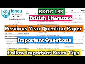 BEGC 133 Pervious Year Question Paper Important Questions BEGC 133 British Literature BAG IGNOU