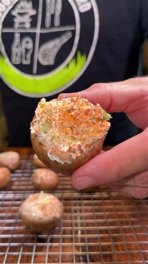 Smoked Jalapeno Popper Stuffed Mushrooms 🔥 Recipe in Description