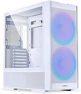 LIAN LI LANCOOL 206 ATX PC Case, RGB Gaming Computer Case, Airflow Optimized Mesh Panels Mid-Tower Chassis w/ 2x160mm ARGB PWM Fans Pre-Installed, USB Type-C Port, Tempered Glass Side Panel (White)