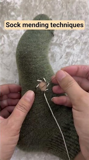 Sock mending techniques #knottingskills #youtubeshorts #socks