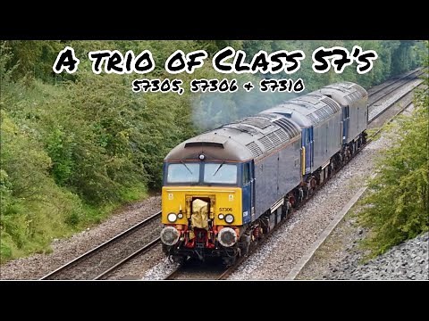 A trio of Class 57’s locomotives with 57305, 57306 & 57310 heading to Peterborough