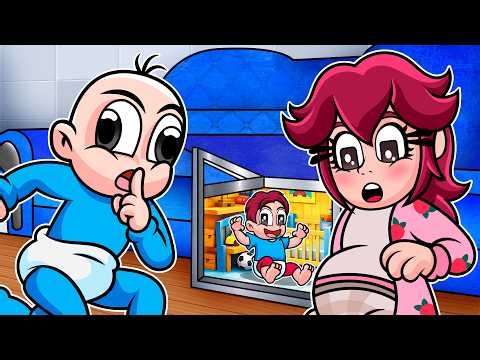 I built a SECRET ROOM to HIDE OUR BABY in MINECRAFT😱👶🏠 NOOB BABY