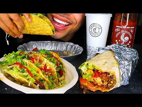 ASMR CHIPOTLE MUKBANG JERRY EATING SHOW GIANT BURRITO HARD CRUNCHY TACOS *BIG BITES* NO TALKING