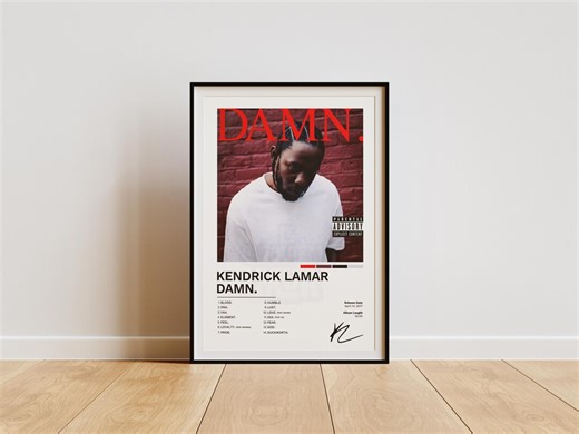 Album Poster DAMN. De Kendrick Lamar, Rap Posters, Album Cover, Album Wall Art, Custom Album Poster, Rapper Poster, Rap Us - Etsy