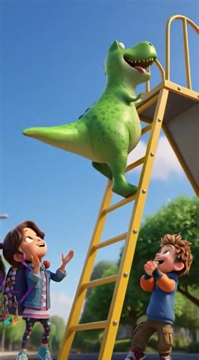 Dinosaur Cartoon: Epic GIANT Slide Challenge! 🦖#dino #dinosaur #cartoon #kidscartoon