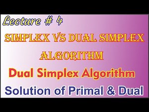 Simplex Vs Dual Simplex Algorithm in Lpp | Solution of Primal & Dual