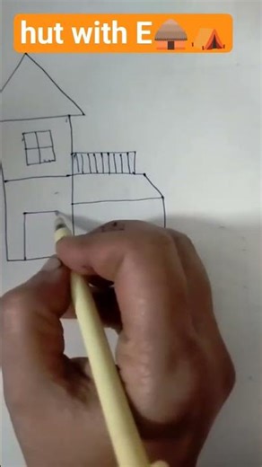 how to draw hut with E #drawing #art #easydrawing