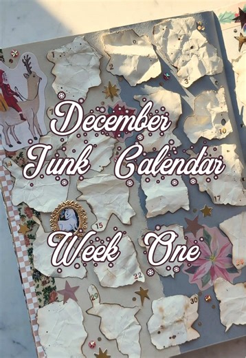 December ☃️ Junk Journal Calendar: Week 1 #junkjournal #creativejournal #journalideas #journaltok #journalinspiration scrapbook · scrapbooking · junk dump · junk journaling · junk journal community · craftygirl
