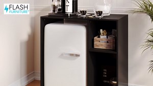 Flash Furniture Lotus Mini Fridge Shelf Organizer, Space Saving Over Shelf for Mini Fridge with Dual Cubby Spaces, Engineered Wood, 33.75" W, White