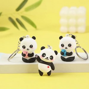 [Hot Item] Factory Price Panda PVC Keychains Customized Keyring Plastic Acrylic Keychain Key Chain with