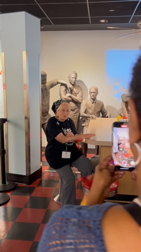 101K views · 87K reactions | At the National Civil Rights Museum and the tour guide removes the ropes, lets my mom take a seat and tell her story with her statue as a backdrop. Soon she was sharing all sorts of stories. #beajoan #dst #divinenine #civilrightsmovement #tennessee #memphis #america #ushistory #education | Loki Mulholland | Facebook