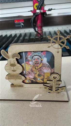 Redsail 1390 laser machine to engrave and cut a wooden bunny photo frame
