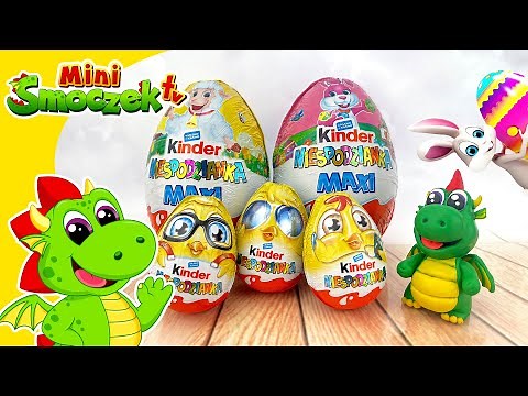 Mini Smoczek Otwiera Jajka Kinder Niespodzianki Na Wielkanoc! Filmik Dla Dzieci 🐰🐣💛