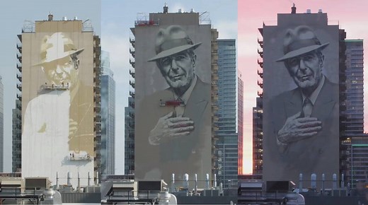 106K views · 1.2K reactions | Watch the newly-inaugurated Leonard Cohen mural on Crescent Street come to life. www.cbc.ca/1.4392449 Video credit: MU, Musée des beaux-arts de Montréal & Urbania. | CBC Montreal | Facebook