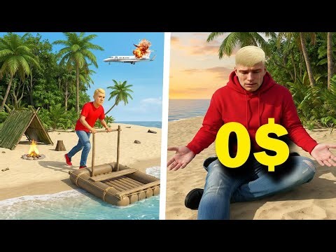 Trapped With 0$ on No Mans Land ISLAND… Can I Survive? 🌾💸