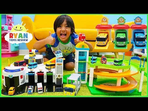 Tayo The Little Bus Parking Garage Toys Cars for Kids!!!!