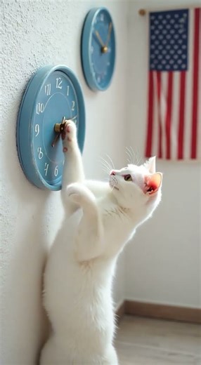 🇺🇸 Funny Cat Changes Time on the Clock ⏰🐾