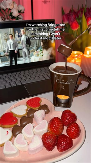 Do not disturb, I’m watching Bridgerton 🎀#fondue #movienight #dateidea #periodcramps