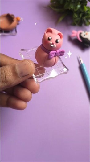 I Made a Tiny Cat From Clay 🐱| Easy Clay Art #shorts #clay #clayart #diy #satisfying