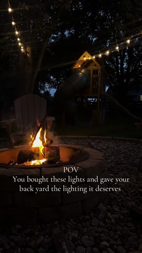 Elevate your backyard in time to enjoy for spring. We’ve had these for 3 years and they are truly amazing quality. They’re truly water and shatterproof. #backyardvibes #stringlights #springdiy #backyardlighting #lighting