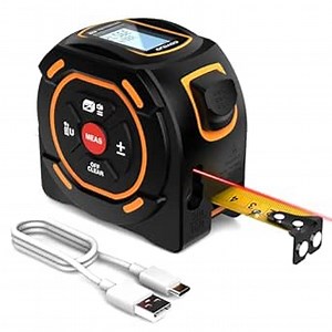 Digital Laser Tape Measure with Type-C Charging, 131-ft Laser Measuring Tape & 16-ft Tape Measure 2-in-1 Tools, M/in/ft Units Pythagorean, Area Volume Measuring, Self-Locking Tape, for DIY Woodworker