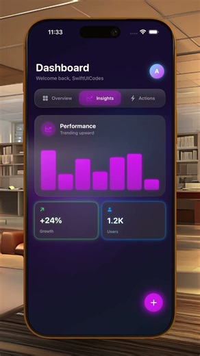 SwiftUI Glassmorphism Dashboard UI – Animated Pick