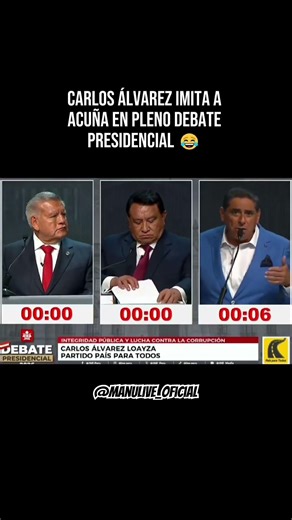 Carlos Álvarez imita a Acuña en pleno debate presidencial 😂