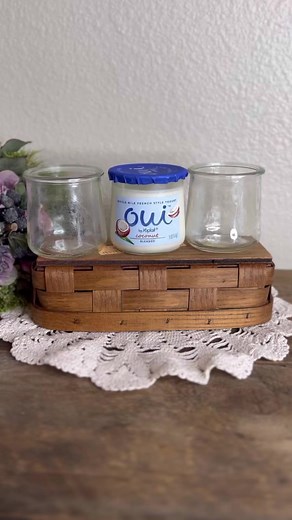 3.4K views · 78 reactions | You asked for it so here it is! The full tutorial on the OUI yogurt jars is up now! #artsandcrafts #upcycled #homedecorideas #crafting #crafts #letscreate #crafty | Simply Made Unique by Jill | Facebook