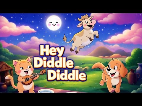 Hey Diddle Diddle 🐱🌙 | Fun Night Song for Kids | Cute Animal Nursery Rhyme & Animation |#Funforkids