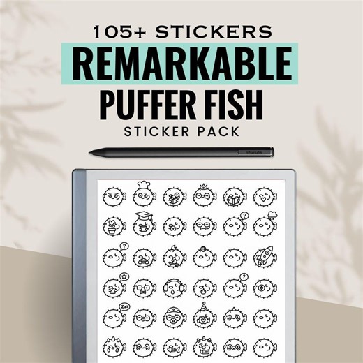 Puffer Fish Remarkable Digital Stickers Bundle for E-ink Tablet Notes - Etsy
