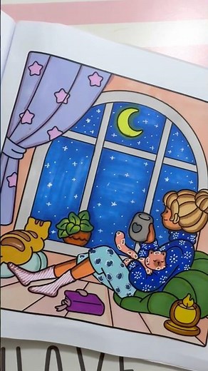 relaxing doodle coloring with markers 😻✨⭐️🌙💕