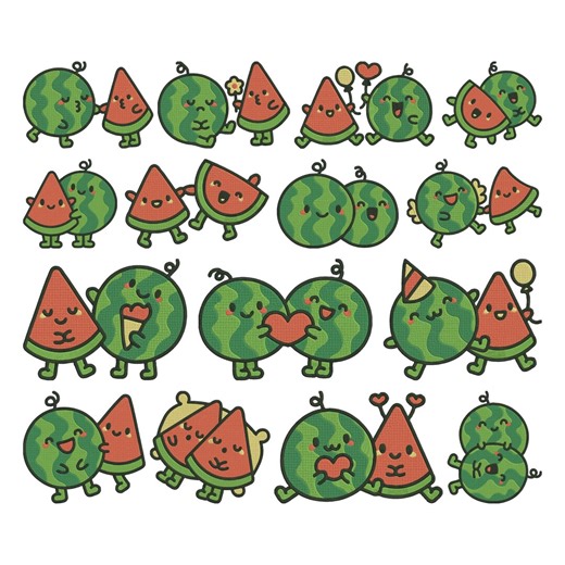 Watermelon Fruit Embroidery Design, Kawaii Fruit Character Machine Embroidery File, 15 Design, 9 Size, Instant Download - Etsy