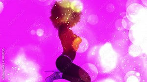 beautiful african female model in large afro wig Perfect for stylish club, disco and fashion events. with colorful rainbow light overlay