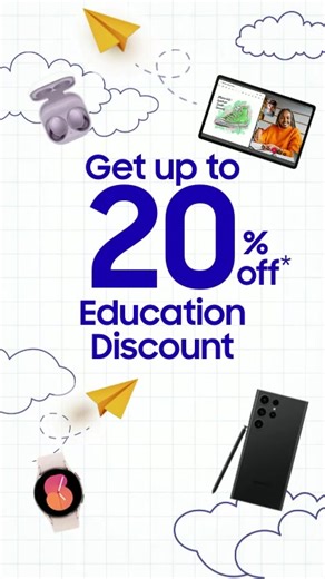 Students and teachers, are you looking for a tech upgrade? Join the Samsung Education Store today and enjoy up to 20% off.* *T&Cs and eligibility criteria applies. | Samsung